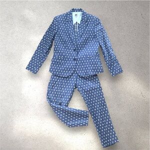 Anne Klein Blue Polka Dot Blazer & Pants Suit